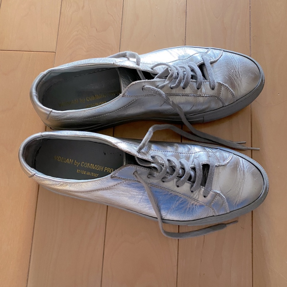 Woman by common projects silver sneakers